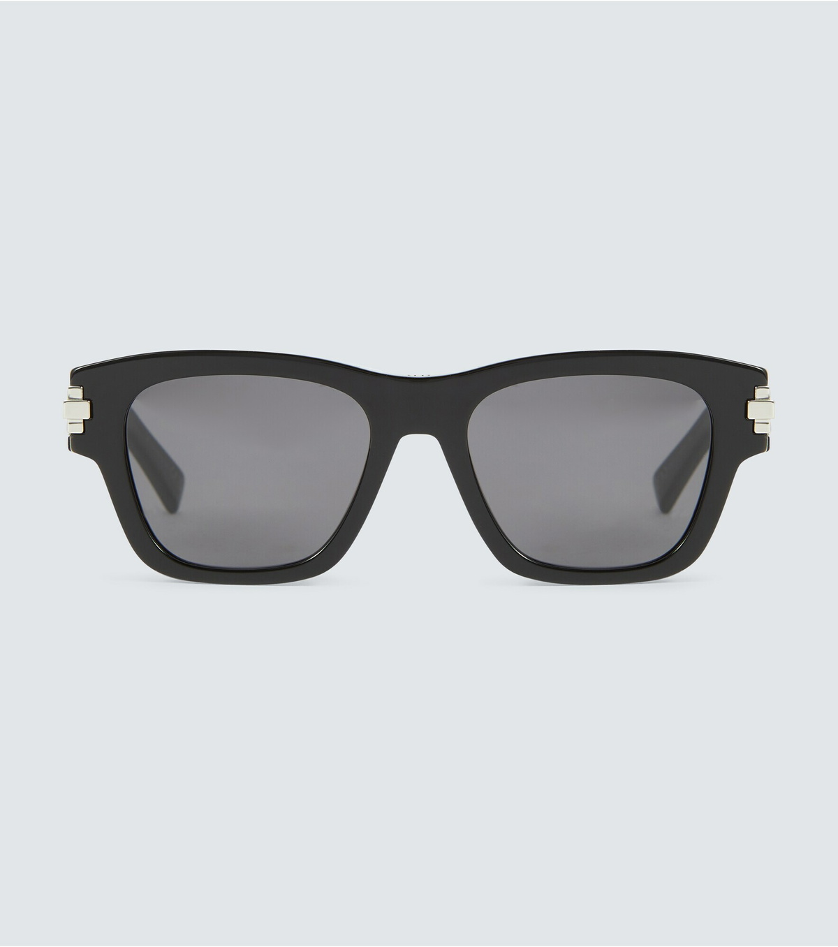 DiorBlackSuit S2U Silver Metal Square Glasses with Blue Light