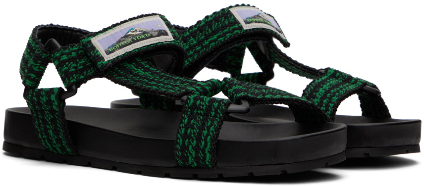 Bottega Veneta Black & Green Trip Sandals Bottega Veneta