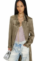 Diesel Trench coat in wrinkled satin - Jackets Womens in Brown