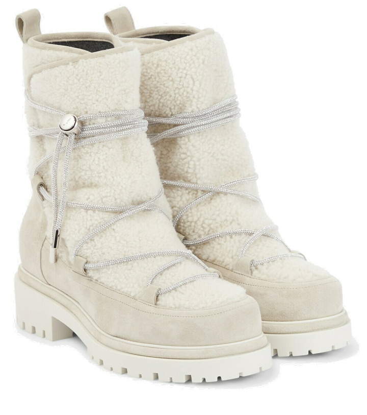 Photo: Rene Caovilla Suede and shearling hiking boots
