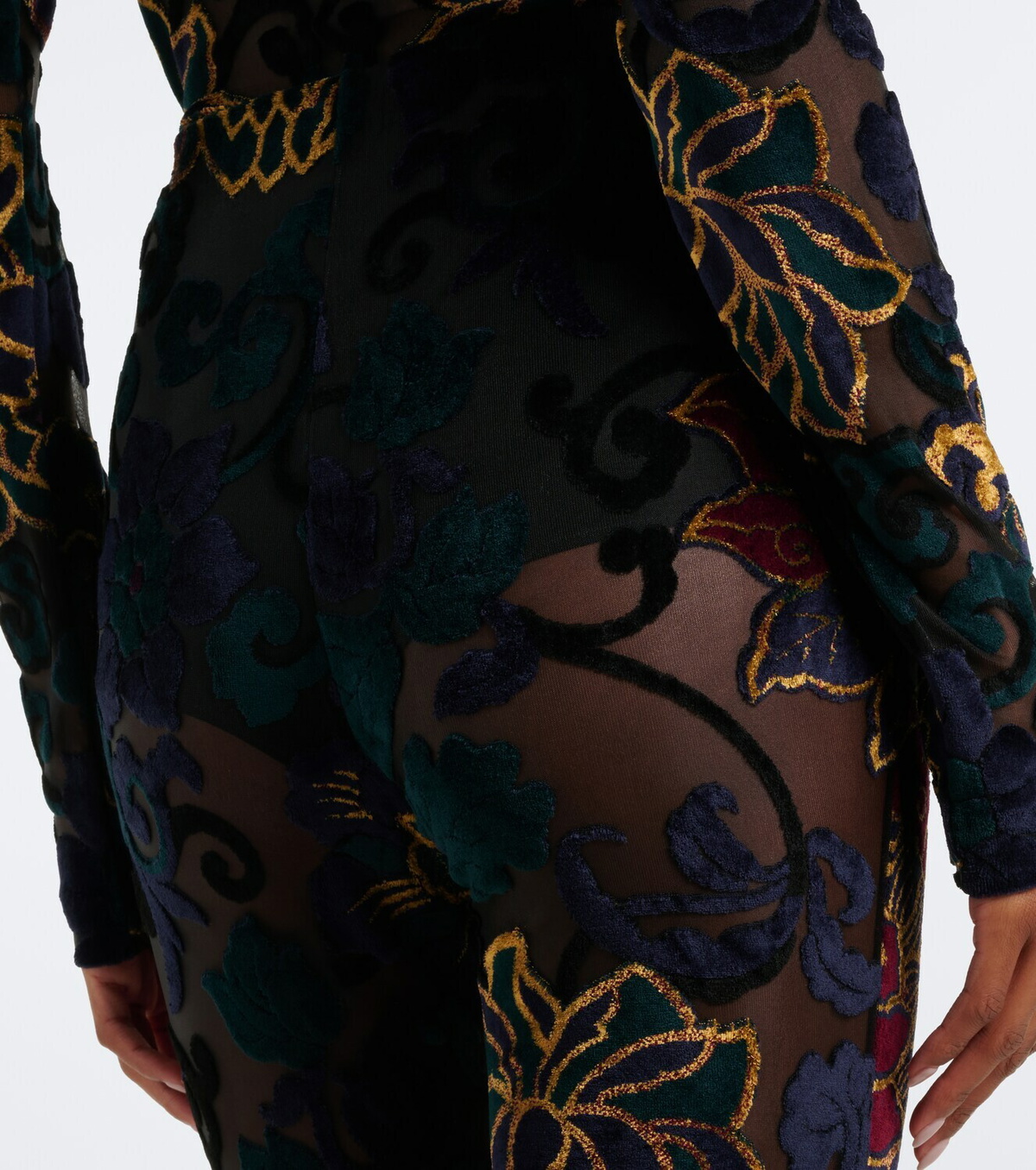 Etro Devoré floral sheer flared pants