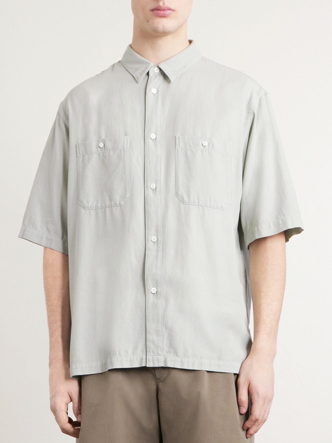 ATON - Cotton and Silk-Blend Shirt - Green