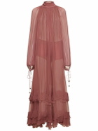 CHLOÉ Draped Silk Mousseline Long Dress