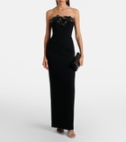 Rachel Gilbert Mirage floral-appliqué bustier gown