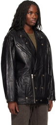 R13 Black Elongated Motorcycle Leather Jacket