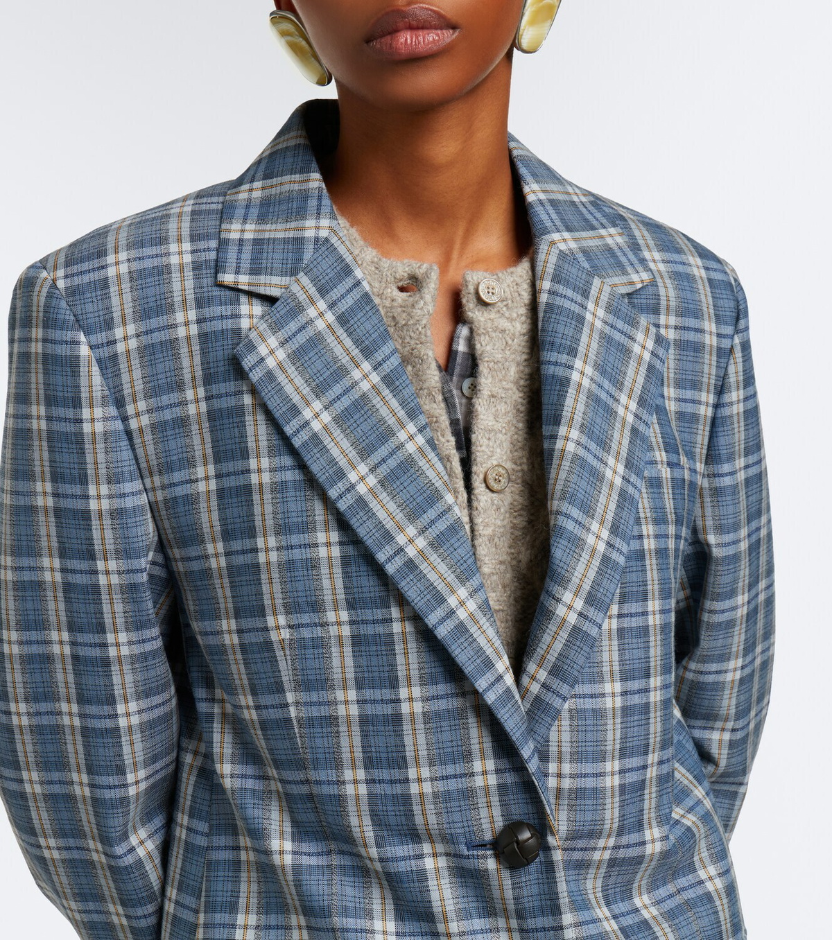 Acne Studios Plaid wool mouliné blazer