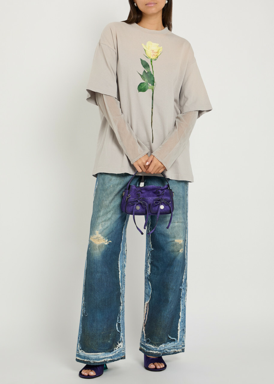 Acne Studios Printed Wide-leg Jeans Blue Denim