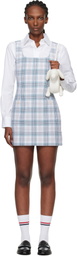 Thom Browne White & Gray Windowpane Plaid Sack Minidress