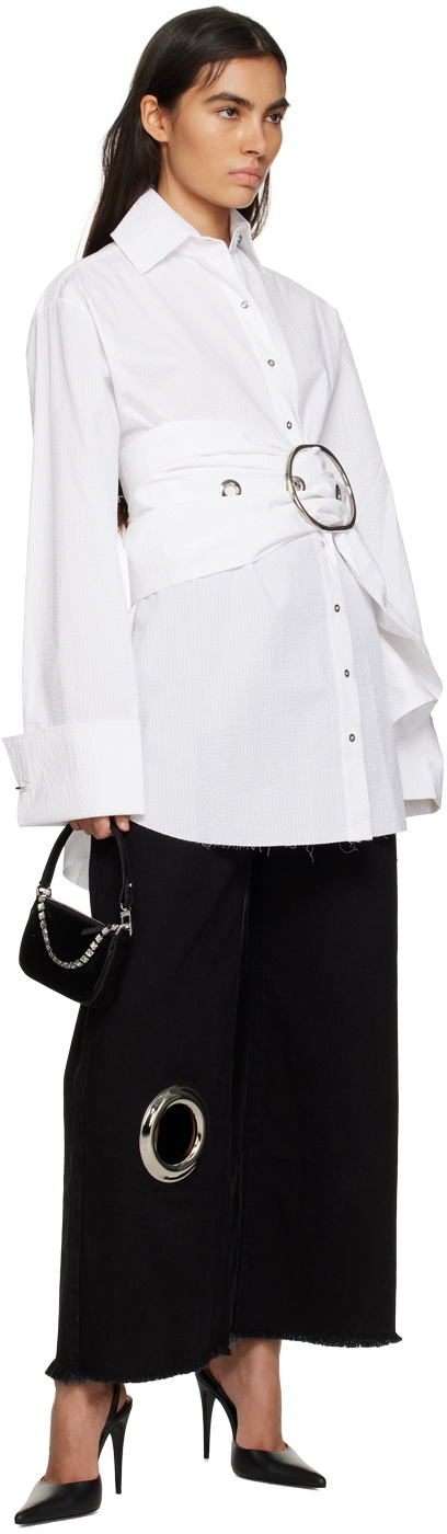 Marques Almeida White Large Buckle Minidress