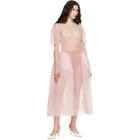 Simone Rocha Pink Puff Sleeve Cord Hip Midi Dress