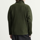 Homme Plissé Issey Miyake Men's Pleat Zip Up Cardigan in Duomo Door Green