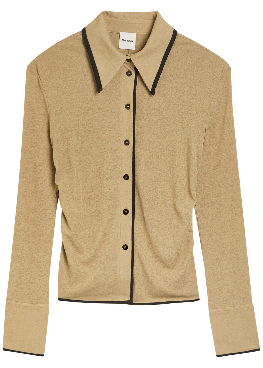 Nanushka Idana Mesh-jersey Shirt Sand