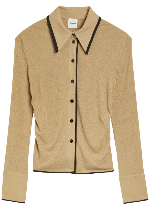 Photo: Nanushka Idana Mesh-jersey Shirt Sand
