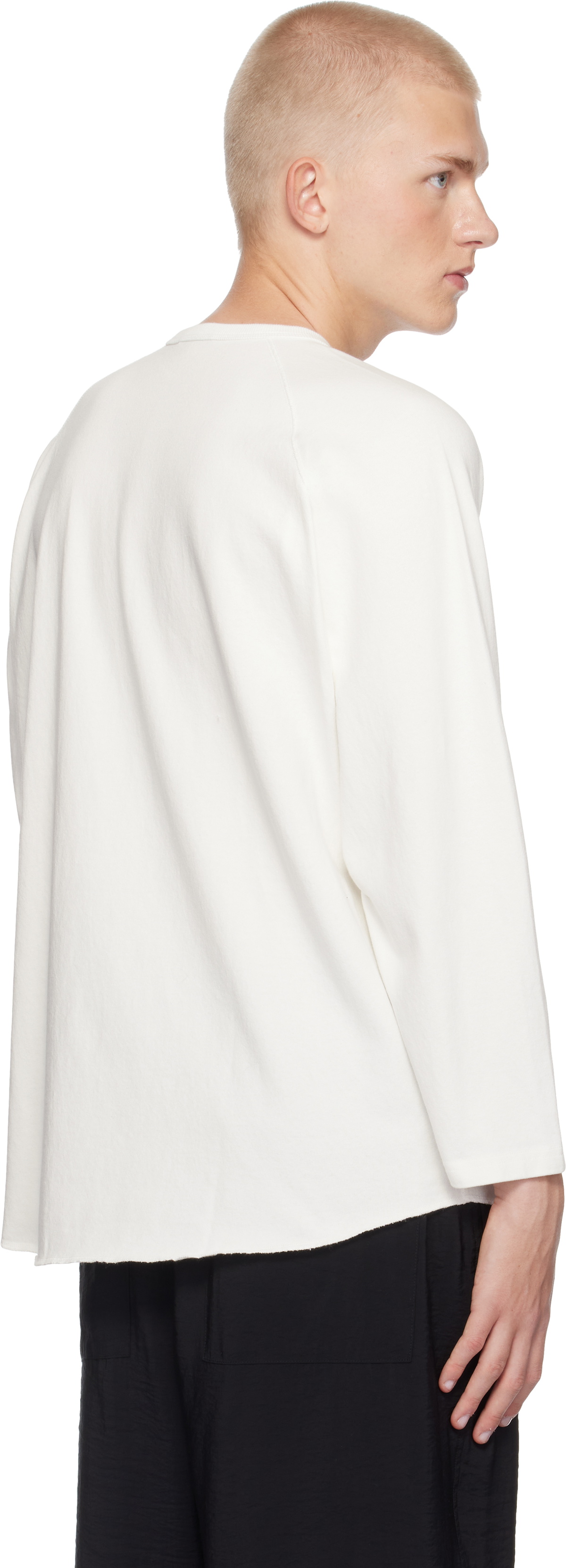 YLÈVE White Open End Cotton Pigment Dye Baseball T-shirt