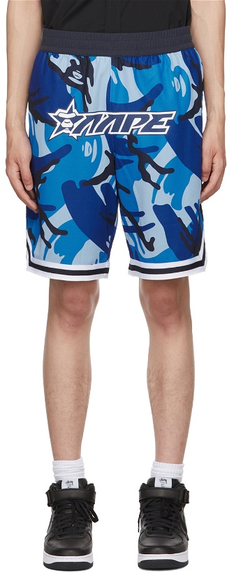 Photo: AAPE by A Bathing Ape Blue Polyester Reversible Shorts