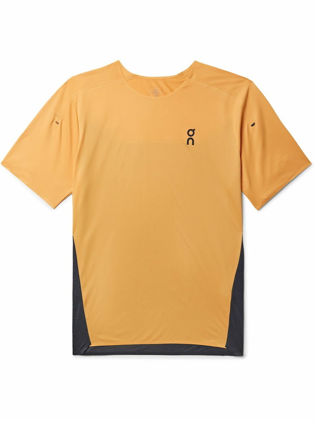 Photo: ON - Performance Logo-Print Recycled Mesh and Jersey T-Shirt - Orange