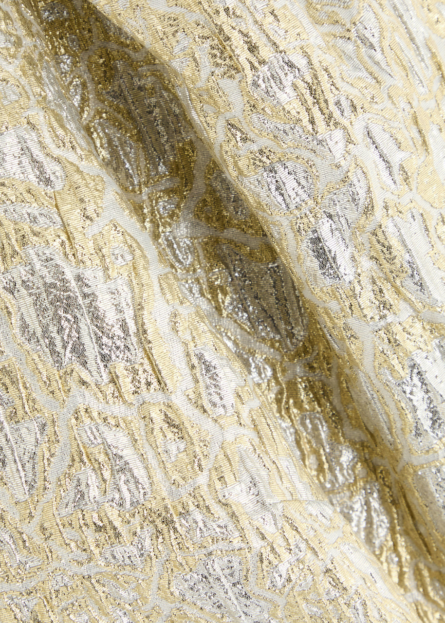 Ganni Metallic Cloqué Mini Dress Gold