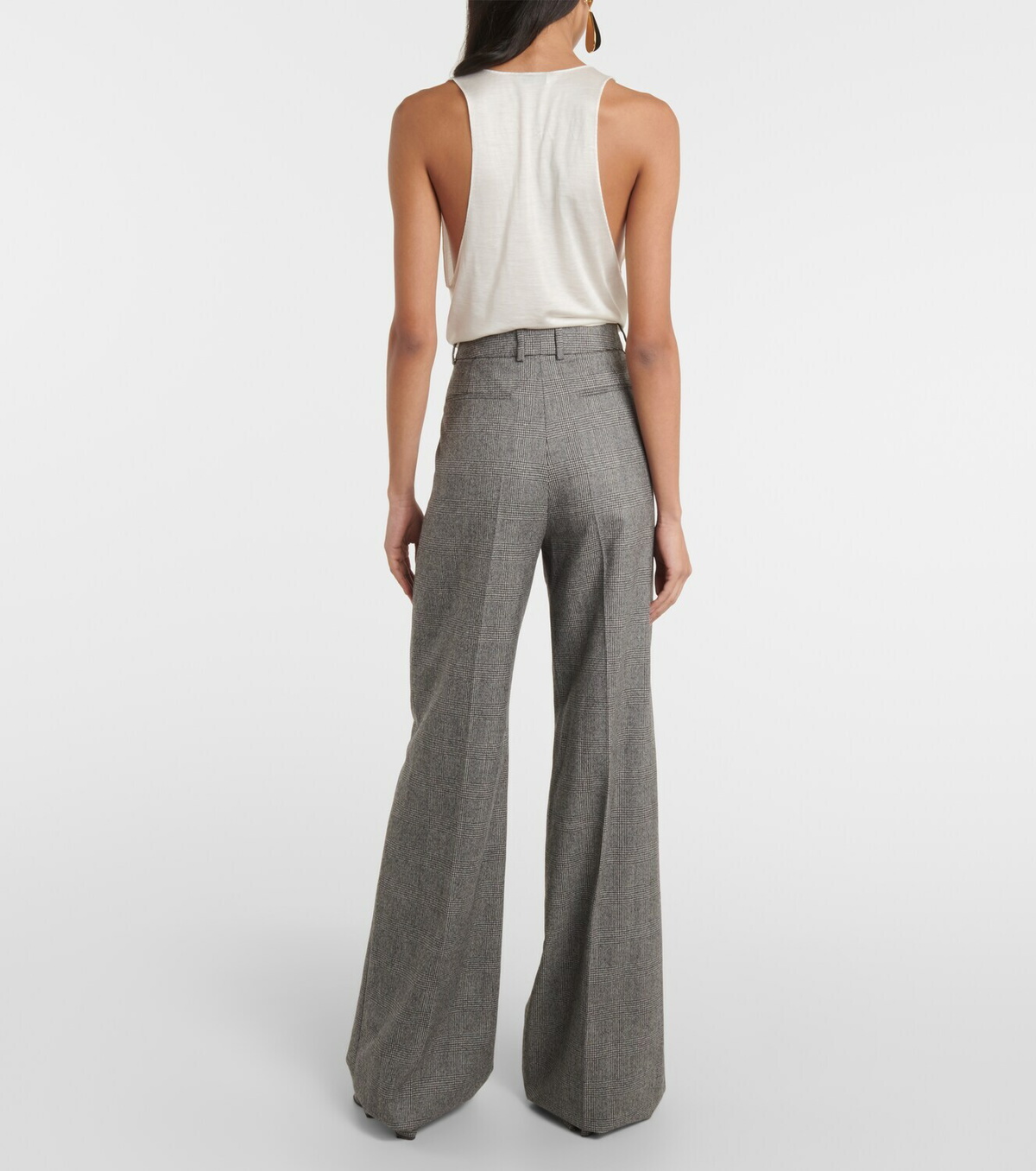 Saint Laurent High-rise checked wool wide-leg pants Saint Saint Laurent High-rise checked wool wide-leg pants Saint