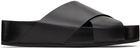 CO Black Leather Cross Slide Sandals