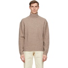 Winnie New York Beige Wool Cable Knit Turtleneck