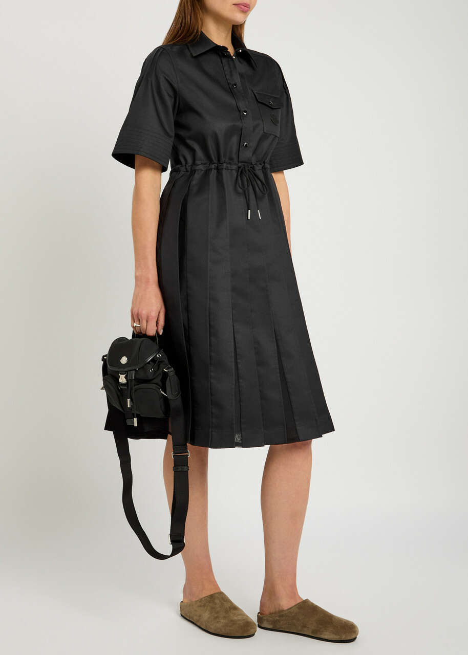 moncler shirt dress Moncler Belted Shell Midi Shirt Dress in Green