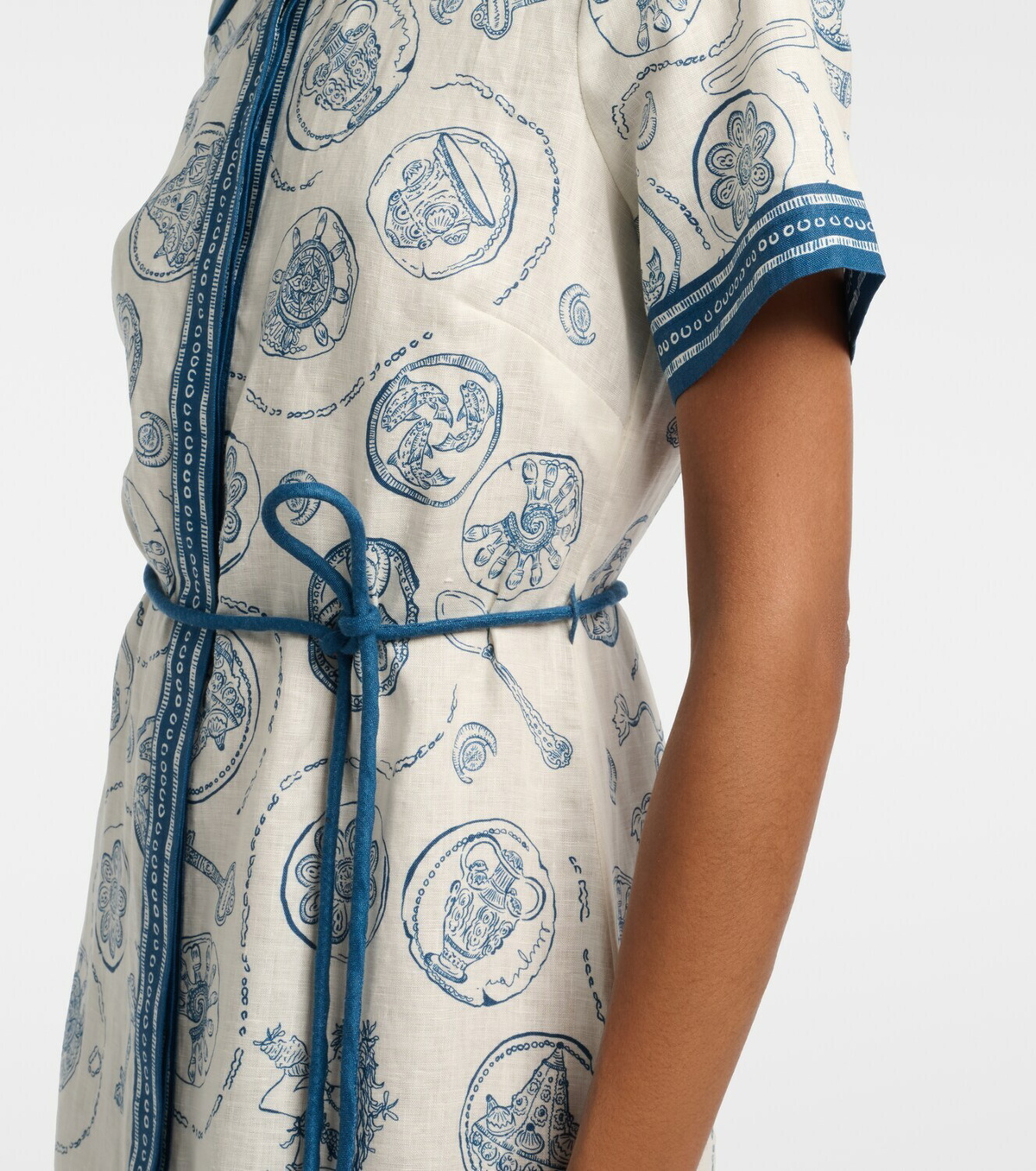 Alémais Lucky belted printed linen shirt dress