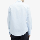 AMI Paris Men's Heart Striped Button Down Oxford Shirt in Sky Blue/Natural White