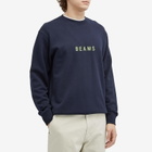 BEAMS Men's Logo Crew Sweatshirt in Navy