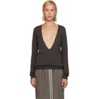 Rick Owens Gray Tower Extreme V-Neck Sweater