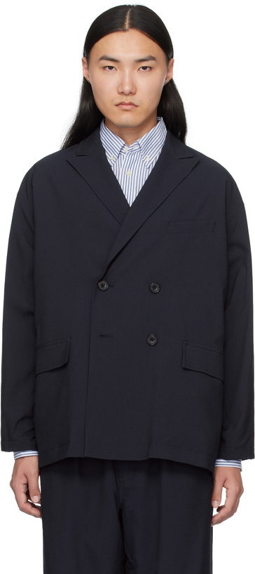 Photo: DAIWA PIER39 Navy Tech Double-Breasted Blazer
