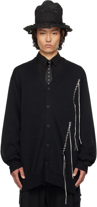 Photo: YOHJI YAMAMOTO Black 10G Plated Crossed Pattern Cardigan
