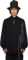 YOHJI YAMAMOTO Black 10G Plated Crossed Pattern Cardigan