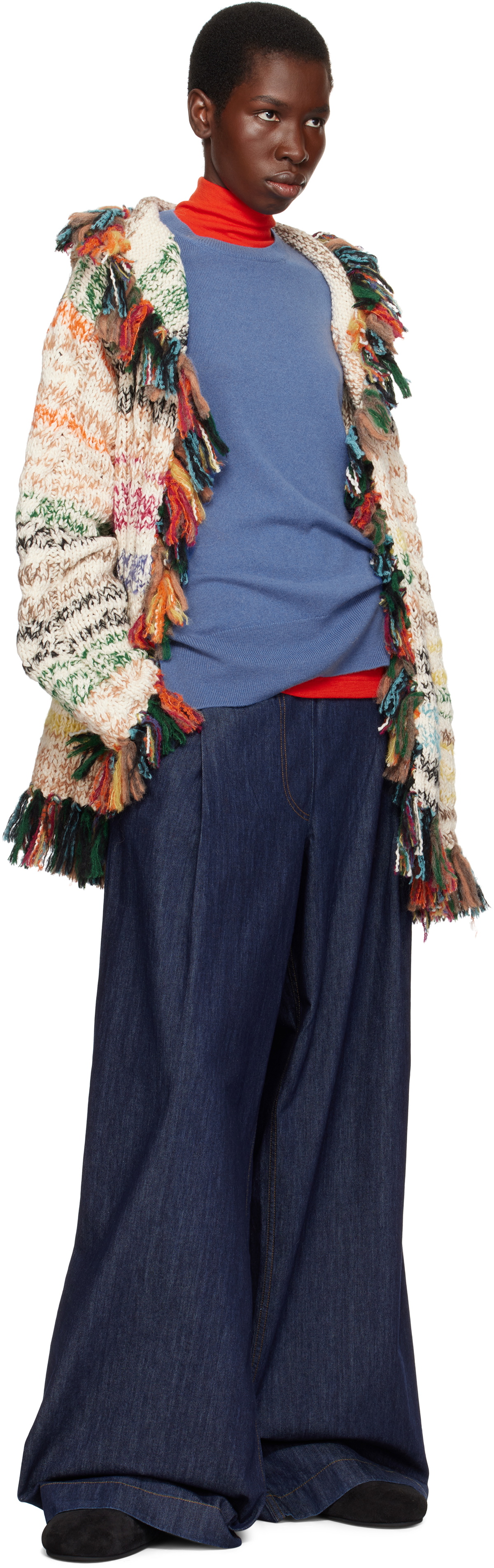 The Elder Statesman Multicolor Run Ragged Cardigan