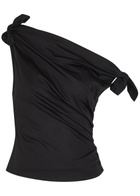 Staud Bellaria Ruched Stretch-cotton top Black