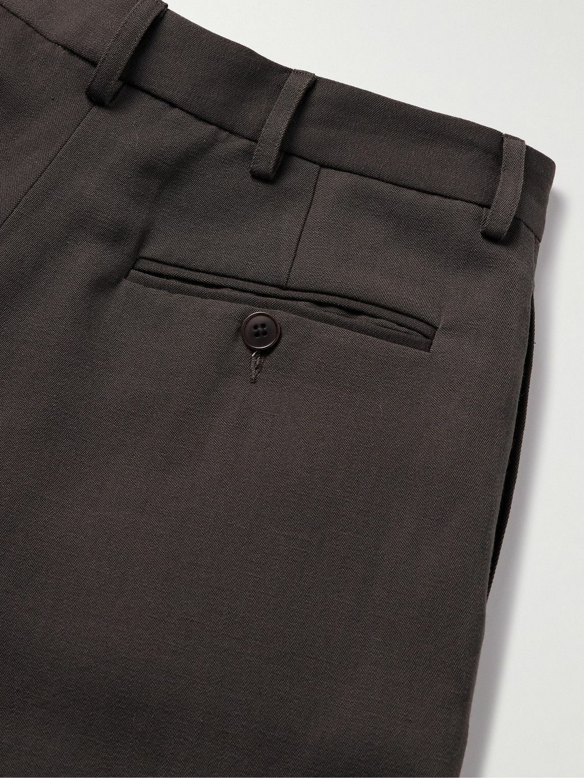 Small Talk - Wide-Leg Pleated Slub Linen and Wool-Blend Trousers - Brown