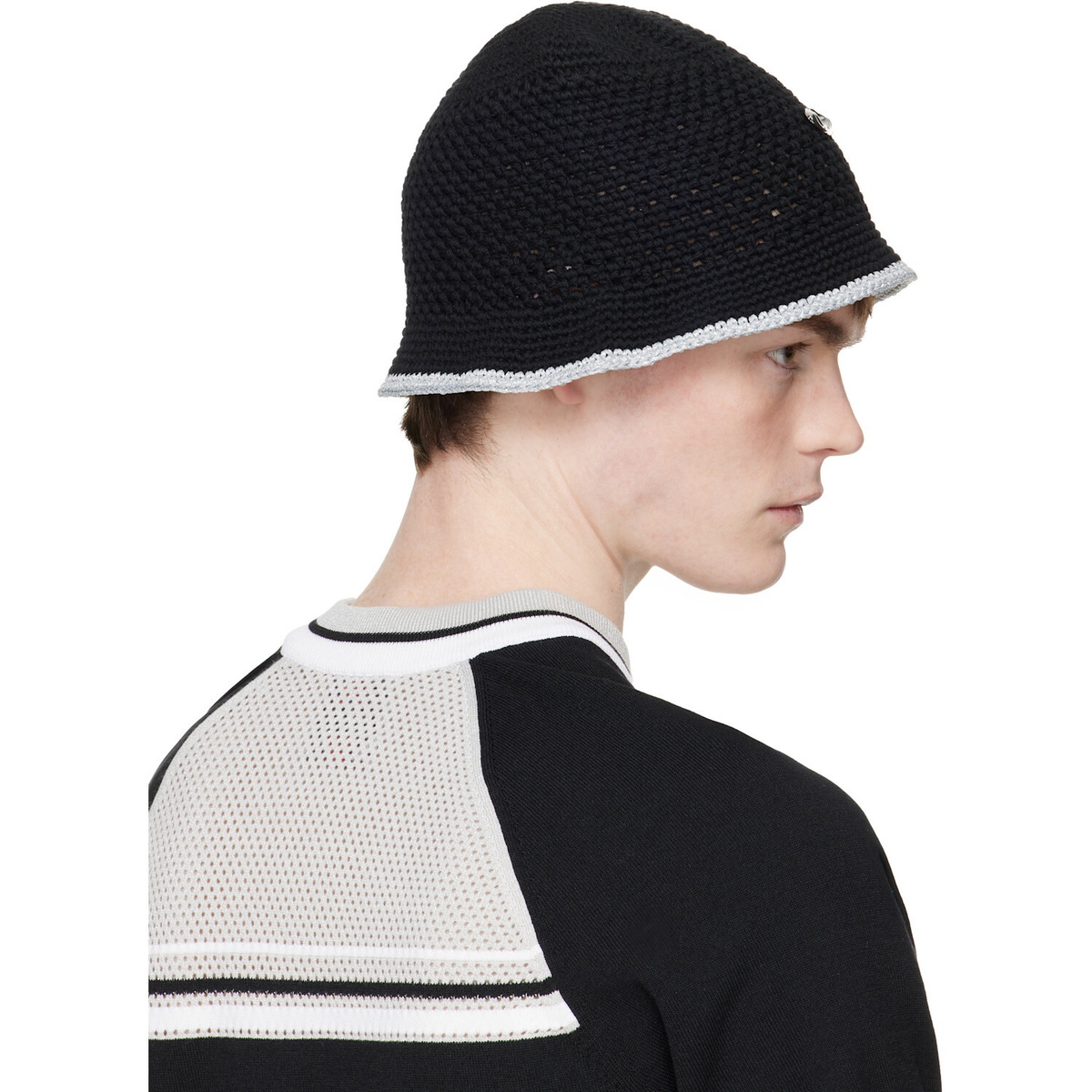 Casablanca Black Warp Logo Crochet Bucket Hat