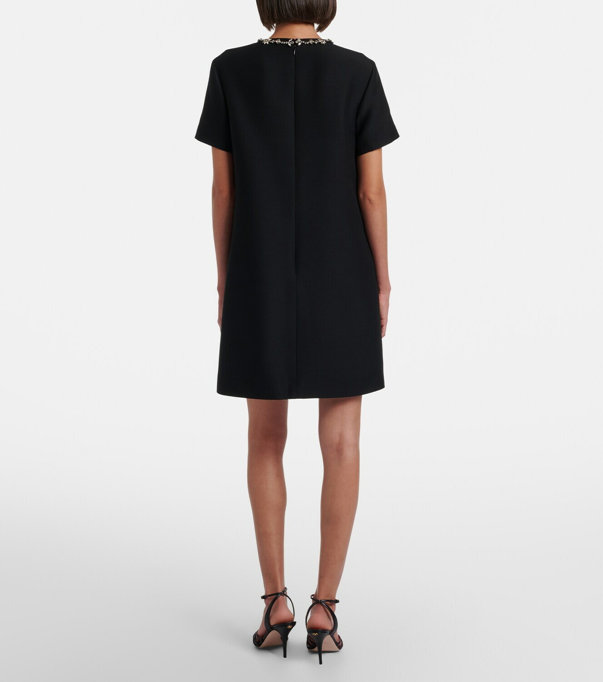 Valentino Crepe Couture embellished wool and silk minidress