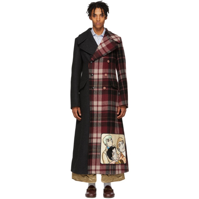 Photo: Gucci Grey and Red Wool Madras Coat