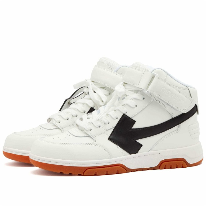 Photo: Off-White Men's Out Of Office Mid Leather Sneakers in White/Black