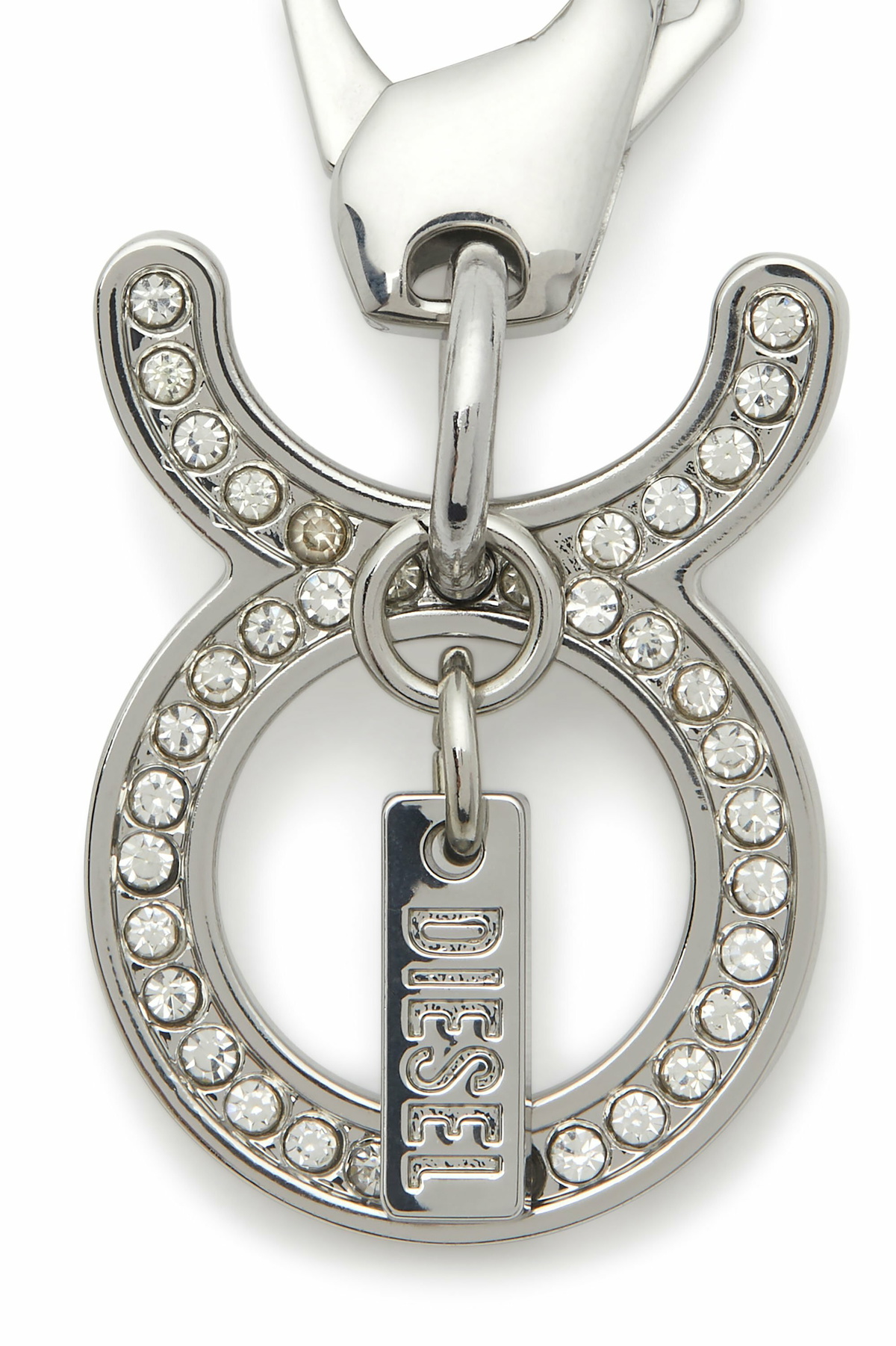 Diesel Metal Taurus charm with rhinestones - Charms and Keyrings - Unisex - Silver