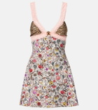 Roberto Cavalli Embellished lace-trimmed minidress