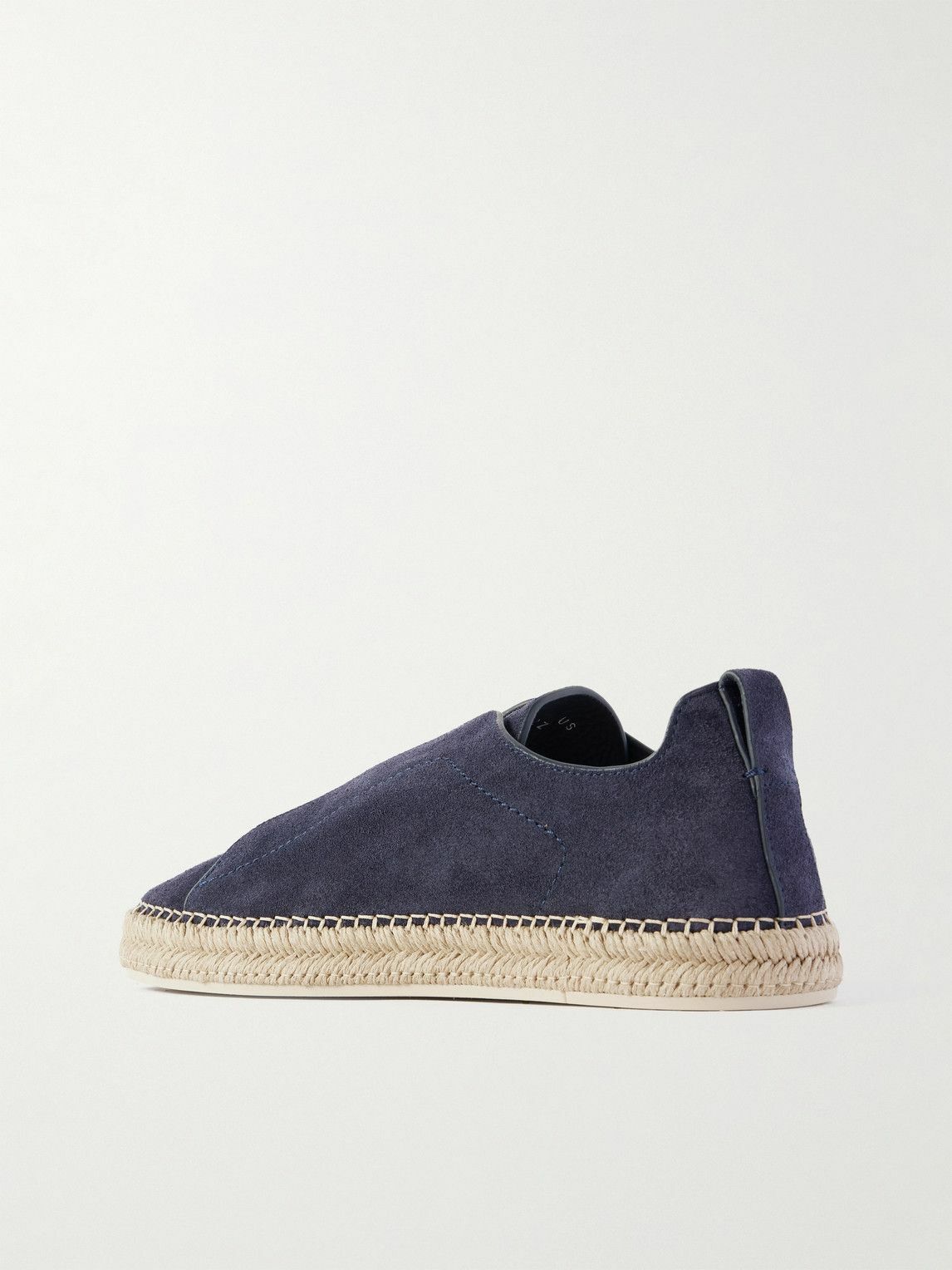 Zegna - Triple Stitch™ Leather-Trimmed Suede Slip-On Sneakers - Blue