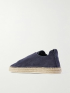 Zegna - Triple Stitch™ Leather-Trimmed Suede Slip-On Sneakers - Blue