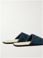 Desmond & Dempsey - Byron Wool-Lined Quilted Printed Cotton Slippers - Blue