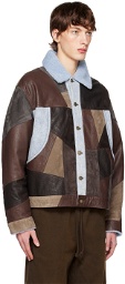 Acne Studios Brown Patchwork Leather Jacket