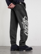 Cherry Los Angeles - Hollywood Logo-Print Appliquéd Cotton-Jersey Sweatpants - Black