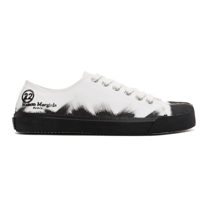 Maison Margiela 'tabi' Paint Splatter Canvas Sneakers in Black for Men