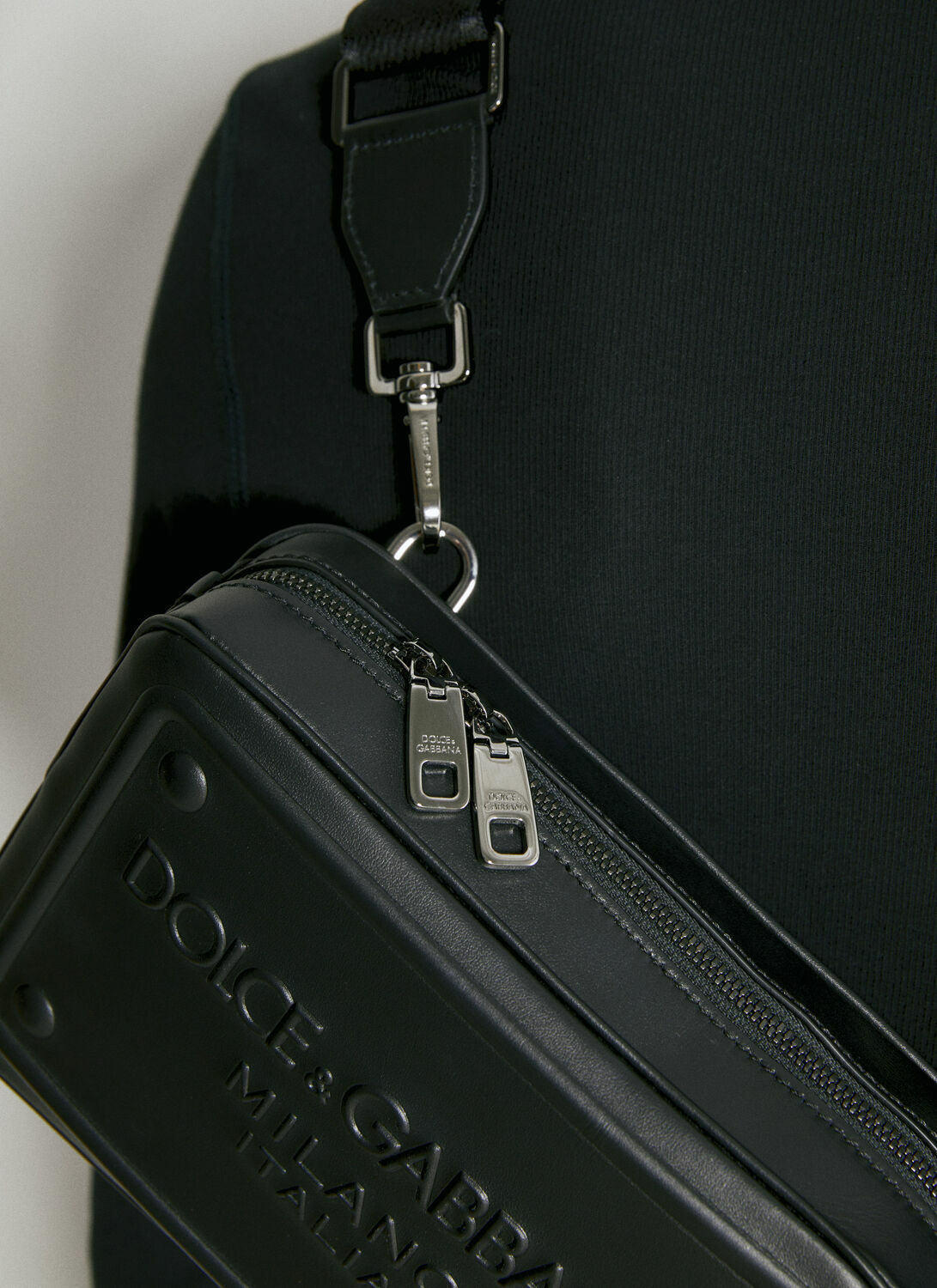 Dolce & Gabbana Embossed Logo Leather Crossbody Bag