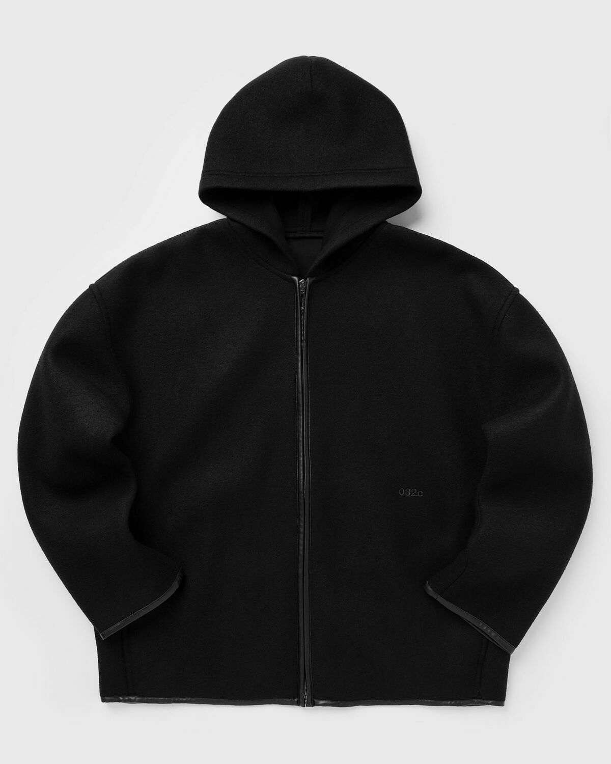 032c NEOPRENE ZIP UP HOODED JACKET Black Mens Coats/Parka