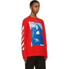 Off-White Red and Blue Mona Lisa Long Sleeve T-Shirt